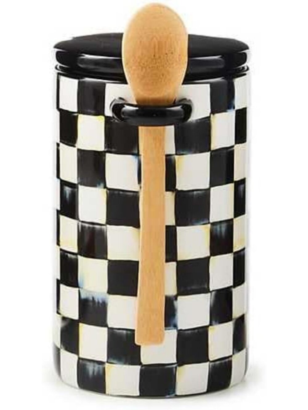 Farmhouse Canister, Black & White Check Pattern, Rustic Kitchen Decor, Storage